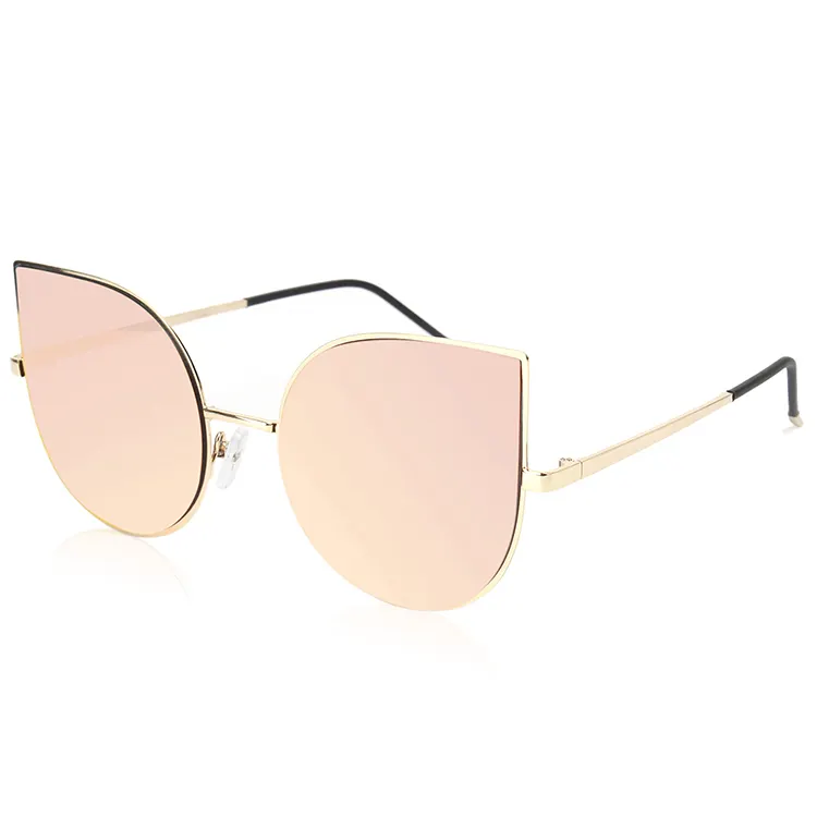 Vanlinker 2022 Hot Sale Wholesale Price Cat Eye Mirrored Flat Lenses Ultra Thin Light Metal Frame Women Sunglasses