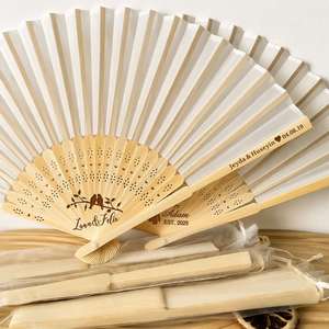 Custom Engraved Rustic Wood Folding <b>Hand</b> <b>Fans</b> (21x37cm 2.5cm Thick) Bulk Wedding Favors & Party Gifts for Guests - Product Image 2