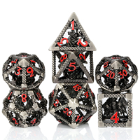 Jeu de dés polyédriques en cuivre Dragon Hollow, 7 pièces, avec dés carrés de 16 mm pour D&D RPG, pour Donjons et Dragons