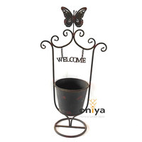 Oniya métal Vintage Pot de fleur fer jardinière près de la fenêtre jardinière autoportante avec bienvenue ferme remorque jardinière pour l'extérieur