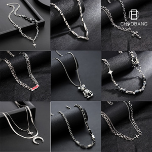 Collar Unisex de Acero de Titanio con Cadena de Bambú, Electrochapado, Resistente a la Decoloración, Sensación Premium, Estilo Hip-Hop Versátil, Joyería Más Vendida - Product Image 5