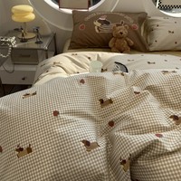 Ensemble de lit pour chiot à carreaux léopard en onze pièces, tout en coton, édredon en pur coton avec rembourrage en laine, qualité de saison d'automne