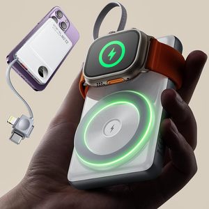 Lisen 5 in 1ก้อนแบตเตอรี่แม่เหล็ก10000มิลลิแอมป์ต่อชั่วโมงแบบพกพาไร้สายแบตเตอรี่สำรองสำหรับ <span class=keywords><strong>iPhone</strong></span> 16 15 14 <span class=keywords><strong>PRO</strong></span> <span class=keywords><strong>MAX</strong></span> นาฬิกาอัจฉริยะสำนักงาน - Product Image 1