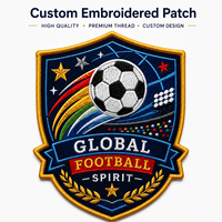 Écussons brodés personnalisés en forme de bouclier pour le football, vente en gros, badges d'équipe de football OEM pour vêtements de match, vestes et sacs
