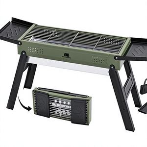 Barbecue à charbon pliable vert sur mesure OEM en gros avec sac de transport, étagères latérales doubles et cendrier amovible – Fournisseur d'équipements - Product Image 1
