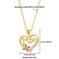 Collier Pendentif Cœur Scintillant Doré avec Chaîne Maille Cubique Pavée en Zircon Cubique pour Maman, Cadeau Bijou Femme Fête des Mères
