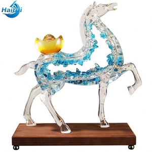 Sculpture de cheval en résine d'agate artificielle, accessoire de décoration pour la maison, le bureau, meuble artisanal pour la maison et le bureau - Product Image 2