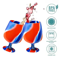 Tasse à vin en silicone ODM/OEM de 9oz, gobelet en verre de silicone coloré, tasse de fête créative unique/anniversaire, verre à vin en plastique personnalisé