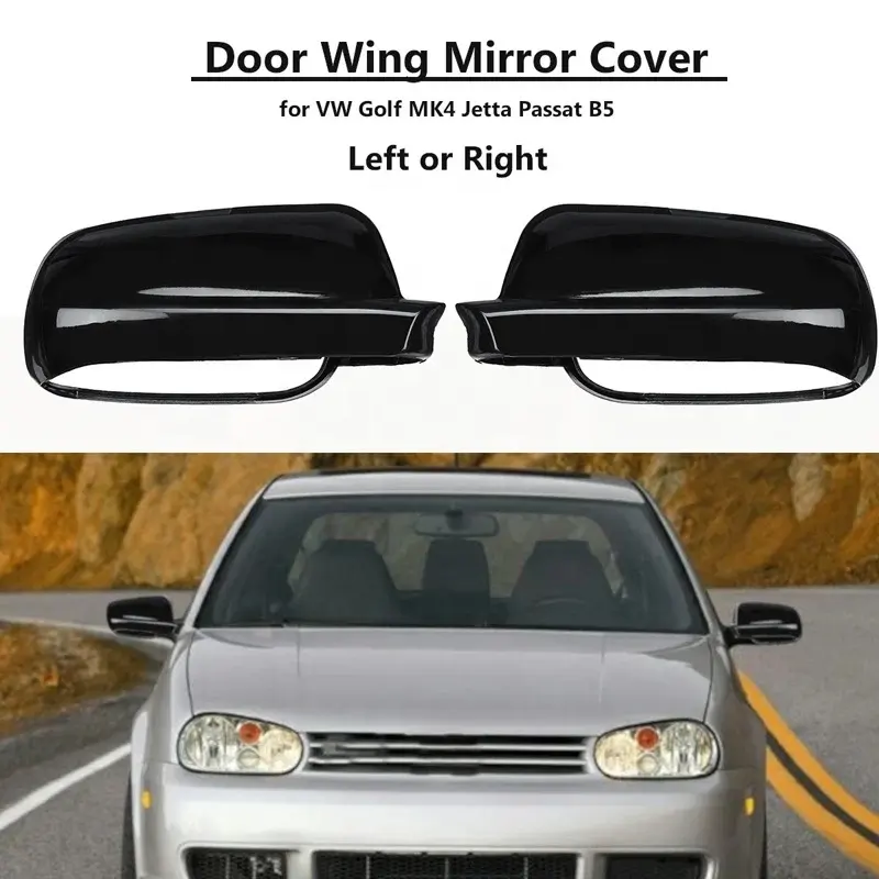 Tapa de espejo retrovisor cubierta de espejo lateral de ala negra brillante carcasa del mismo tamaño apto para VOLKSWAGEN Golf 4 MK4 Bora 1998-2004
