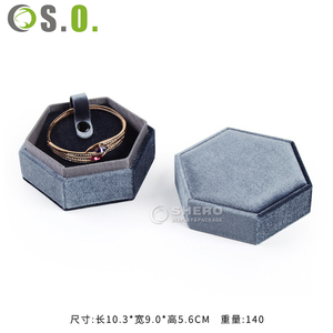 High Quality Hexagonal Flannel Ring Gift Box With Plush Inner Lining For Fine Gem Jewelry Wholesale Custom Logo And Multi Color - Product Image 4