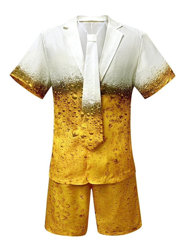 Ensemble manches courtes homme jaune [Top + Short + Cravate]