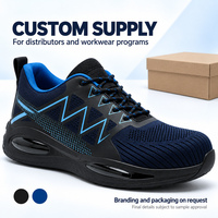 Chaussures de sécurité personnalisées à embout d'acier, résistantes à la perforation, baskets de travail Flyknit basses avec semelle EVA KPU pour vêtements de travail industriels, vente en gros