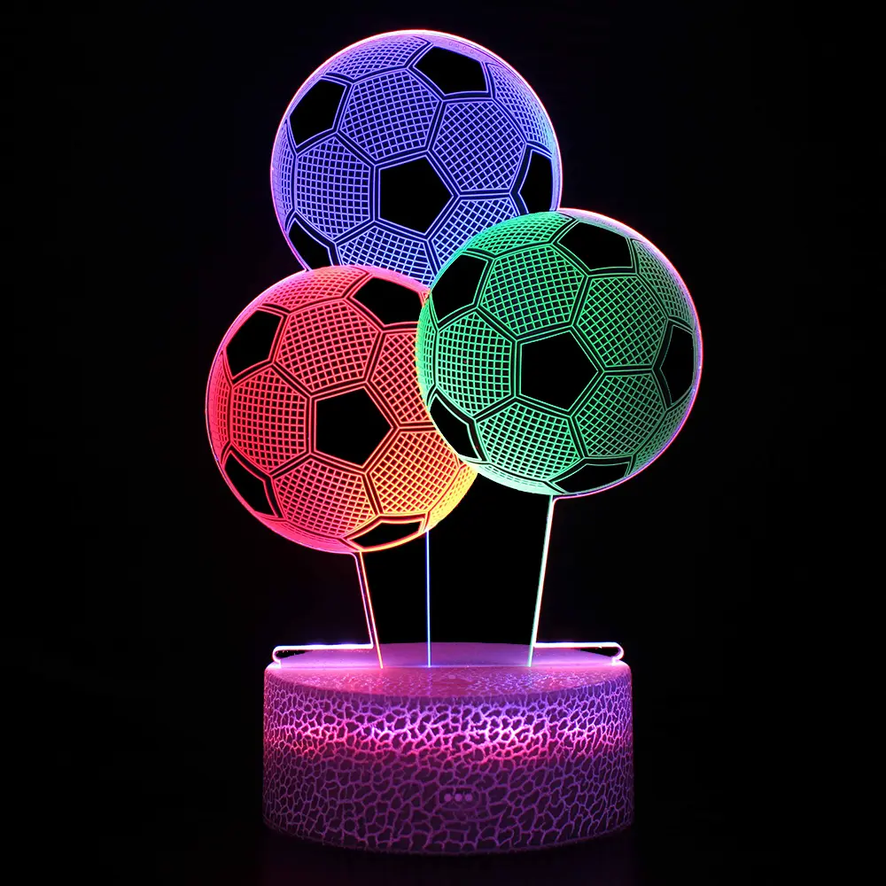 3D भ्रम रात को प्रकाश फुटबॉल फुटबॉल की गेंद के लिए बच्चों के बेडरूम एलईडी डेस्क दीपक 7 रंग बदलते रात को दीपक सजावट एलईडी रात को प्रकाश