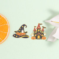 Épinglette en émail Chapeau de Sorcière d'Halloween Maison Hantée pour Veste, Sac à Dos et Tenue Décontractée, Accessoire de Décoration Tendance