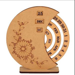 Factory Wholesale Creative Wooden Perpetual <b>Calendar</b> Manual Rotation Wooden Disc Perpetual Desk <b>Calendar</b> - Product Image 2