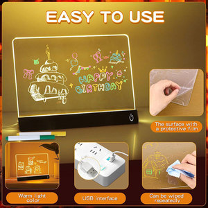 Tablero de Dibujo LED con Diseño Pintado a Mano, Superficie Borrable, Lámpara de Noche y de Mesa DIY - Product Image 4