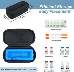 กระเป๋าเก็บอินซูลินแบบพกพา ปรับแต่งได้ ทนทาน พร้อมซิป EVA ป้องกัน  ใส่แผ่นน้ำแข็งและขวดอินซูลินได้ ดีไซน์ทันสมัย เหมาะสำหรับพกพาออกนอกบ้าน - Product Image 3