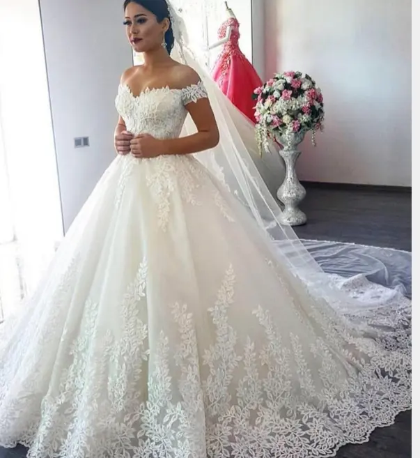 2022 नए डिजाइनर बंद कंधे Vestido डे Noiva दुल्हन Tulle Mariage शादी की पोशाक
