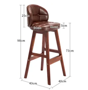 Toptan Nordic sayaç yüksekliği ahşap açık deri mutfak lüks sandalye Bar tabureleri ayrılabilir montaj basit Bar yüksek sandalye