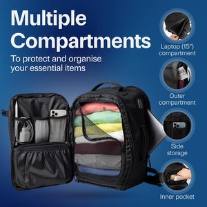 Mochila multifunción de viaje para ordenador portátil, mochila de mano extensible para puerto de carga USB, bolsa de cabina, mochila 40x20x25 - Product Image 3