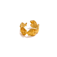 Bijoux d'été en acier inoxydable Vente en gros, plaqué PVD antirouille, style océan, motif poisson, anneau doré ouvert