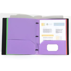 Porte-documents professionnel en plastique PP à trois trous avec double pochette pour articles de papeterie de bureau - Product Image 1