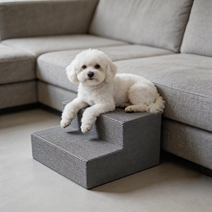 Escalier pour animaux de compagnie de luxe moderne avec base antidérapante, marches multi-niveaux assemblées, amovibles, lavables, écologiques, meubles solides pour animaux - Product Image 3