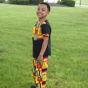 Shenbolen African Kid Boys Set Clothing Kitenge Designs Casual Children Wearing Two Pieces Short Set