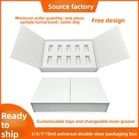 Boîte à clapet pour poudre lyophilisée en stock, ensemble de 10 flacons, boîte cadeau double porte estampée à chaud or/argent pour produits essentiels