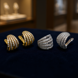 E3171 Orecchini in oro bianco con diamanti da donna, gioielli di lusso con taglio rotondo brillante, colore D naturale - Product Image 2