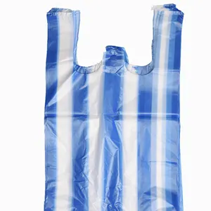 बनियान संभाल टी शर्ट डिस्पोजेबल पाली धारीदार बैग, प्लास्टिक के शॉपिंग बैग, प्लास्टिक किराने बैग