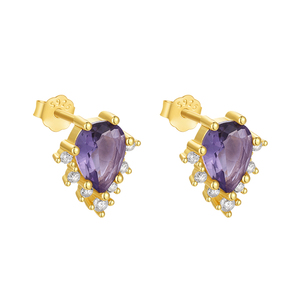 CANNER - Aretes de Plata de Ley 925 con Circonita Cúbica Morada en Forma de Gota de Agua para Mujer, Regalos - Product Image 1