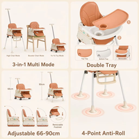 Chaises hautes pour bébés nouveau-nés, chaises hautes pour enfants, chaise haute 3 en 1 avec poignée de poussée, chaise pliante pour bébé pour manger
