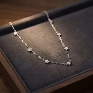 925 Sterling Silver Star <b>Charm</b> <b>Necklace</b> <b>for</b> Women Dainty Geometric Hypoallergenic Secure Clasp 16 Inches 2-inch Extension Trendy - Product Image 3