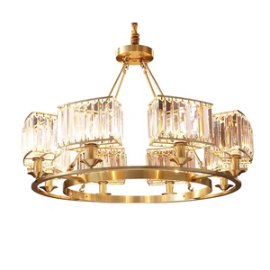 Lustre en cuivre de cristal créatif de luxe suspendu en or lampes suspendues pour table à manger - Product Image 6