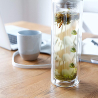 Tasse en verre, infuseur de fruits en acier inoxydable, bouteille d'eau, tasses à thé avec infuseur et couvercle