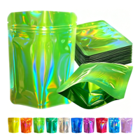 Lot de 100 sacs holographiques Mylar double face de 4x6 pouces, anti-odeur, refermables avec fermeture éclair, en aluminium, pour emballage alimentaire