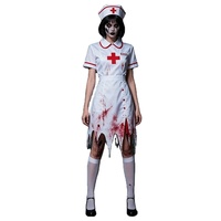 Costume d'infirmière sanglante d'horreur pour femmes, robe blanche déchirée, déguisement fantaisie de zombie pour Halloween