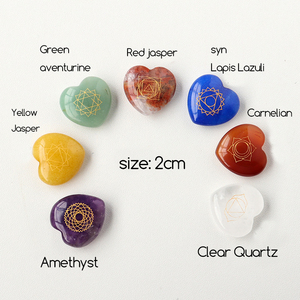 Piatto a Forma di Cuore Lucidato con Incisione di Simboli Reiki, <span class=keywords><strong>Set</strong></span> di 7 Pietre <span class=keywords><strong>Chakra</strong></span> per Yoga ed Energia, Cristalli Curativi con Simboli <span class=keywords><strong>Chakra</strong></span> Incisi - Product Image 5
