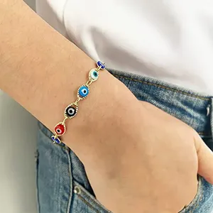 Bracelet œil bleu <span class=keywords><strong>turc</strong></span> porte-bonheur pour femme, chaîne de perles en résine réglable, cadeau de bijoux pour fête d'anniversaire - Product Image 3