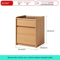 Meuble de chambre Lin's Home : Table de chevet avec rangement, couleur bois naturel, sur pieds, 2 tiroirs, dessus en verre, armoire latérale 2026