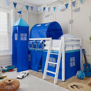 Fabricant de lits superposés pour garçons <span class=keywords><strong>Lit</strong></span> pour enfants en bois de pin avec échelle et tente féerique pour enfants - Product Image 1