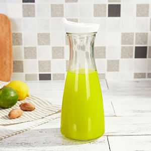 Bouteille en verre de jus de fruits frais à large bouche transparente de 1000ml avec couvercle en plastique coloré - Product Image 5