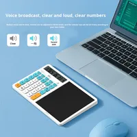 Tablet Tulis LCD Kalkulator dengan Fungsi Suara, Baterai, Bahan ABS, Kalender, Penyangga, Papan Pesan untuk Meja Kantor