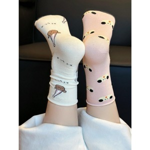 Crew <b>Socks</b> Women Mid-Calf Animal Print Soft <b>Breathable</b> Sweat Absorbing Odor Resistant Polyester Fiber Duck Bear Dog Pattern - Product Image 2