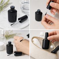 Flacon cosmétique plat noir en PE de 15 ml avec bouchon intérieur, anti-lumière, pour échantillons d'eau
