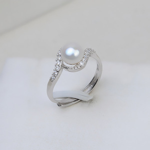 Bague en argent S925 pour femmes, bague ouverte polyvalente avec perle réglable DIY, bouche mobile à 62 positions, accessoire de bijouterie - Product Image 2