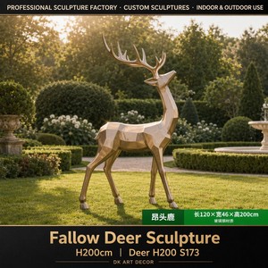 Sculpture géométrique extérieure <span class=keywords><strong>en</strong></span> fibre de verre S173, grand cerf fauve, statue <span class=keywords><strong>en</strong></span> bronze pour aménagement paysager, pour sculpture artistique personnalisée, fourniture directe d'usine - Product Image 1