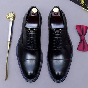 Chaussures habillées Oxford carrées en cuir véritable ASTON M.JAZZ pour hommes, de qualité supérieure, faites à la main, élégantes, formelles, à lacets, légères et respirantes - Product Image 6