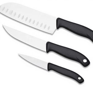 Juego de 3 <span class=keywords><strong>Cuchillos</strong></span> EVO Carnations <span class=keywords><strong>para</strong></span> Verduras, 9 cm, Cuchillo Santoku de 13.5 cm, Acero Inoxidable, Mango de PP, Ligero, Duradero, Forjado - Product Image 1
